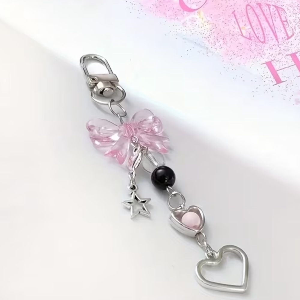 Pink and Silver Charm Keychain
